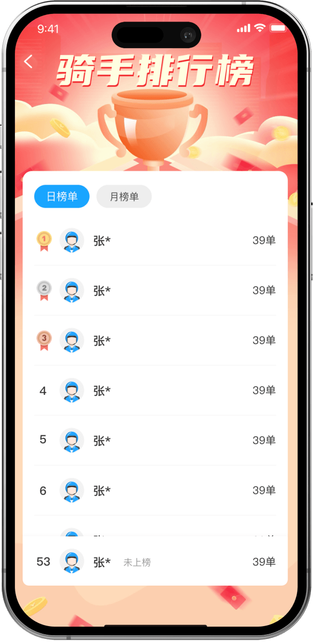 江湖外卖系统骑手配送端界面截图